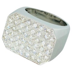 French Men’s 4.40 Carat Diamond Ring 18k White Gold