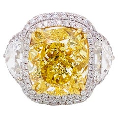 Emilio Jewelry GIA Certified 12.67 Carat Fancy Intense Yellow Diamond Ring