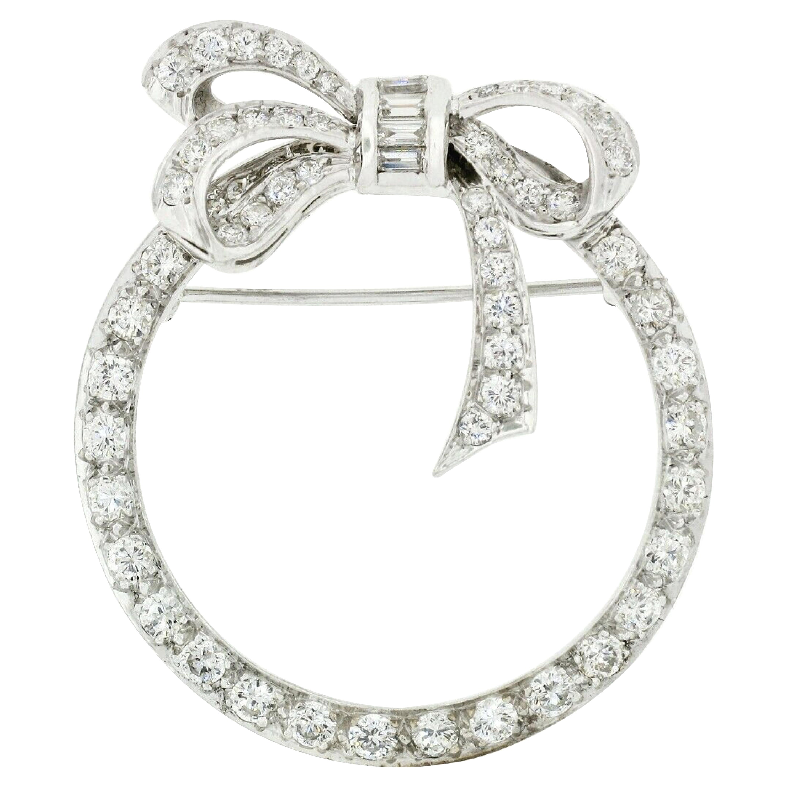 Art Deco Diamond Platinum Bow Pin at 1stDibs