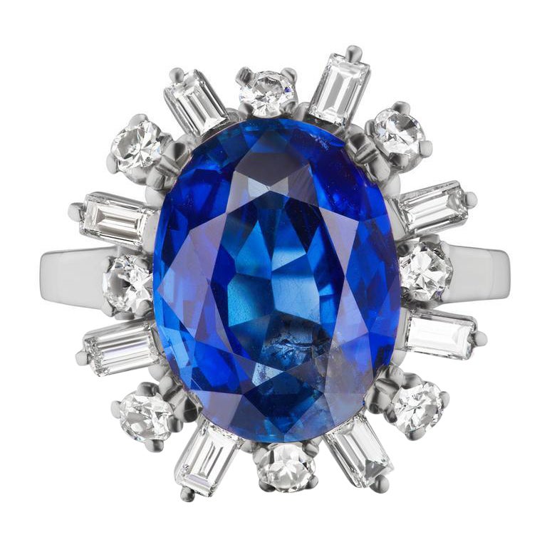 Classic Unheated Sapphire and Diamond Ring For Sale