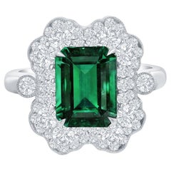 18k White Gold 3.63ct Emerald and 1.44ct Diamond Ring