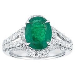 18k White Gold 2.53ct Emerald and 1.27ct Diamond Ring