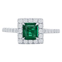 14k White Gold .67ct Emerald and .43ct Diamond Ring