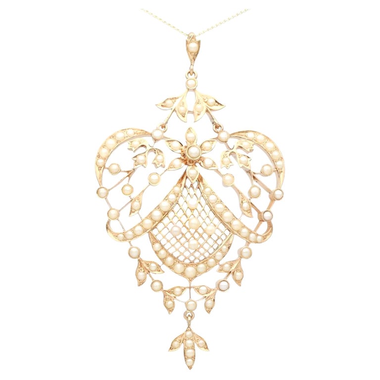Antique Natural Pearl and Rose Gold Pendant For Sale at 1stDibs