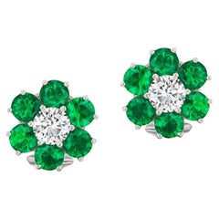 Platinum 2.45ct Emerald And 1.0ct Diamond Earrings