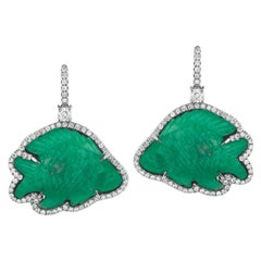 One of a Kind Colombian Emerald Fish Design Earring