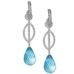 Linne Blue Topaz Diamond Gold Earrings 5