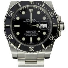 Rolex Stainless Steel Submariner Black Ceramic Bezel Wristwatch Ref 116610