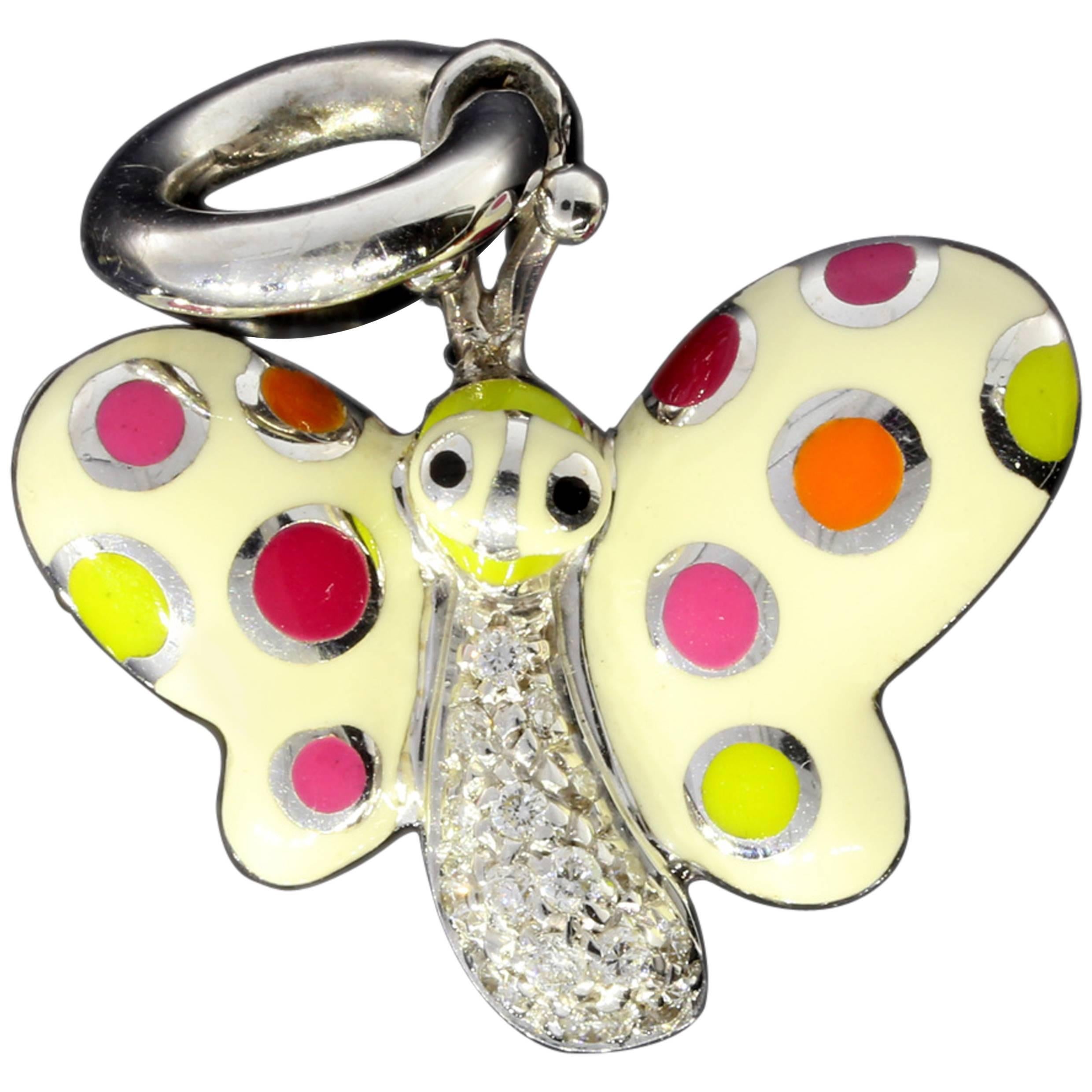 Aaron Basha Retired Diamond Gold Butterfly Polka Dot Charm For Sale