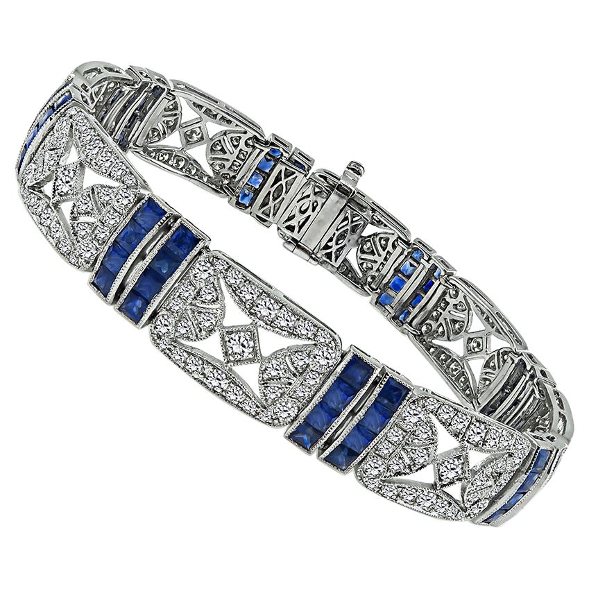 Armband mit 4,59 Karat Diamant, 7,51 Karat Saphir im Angebot