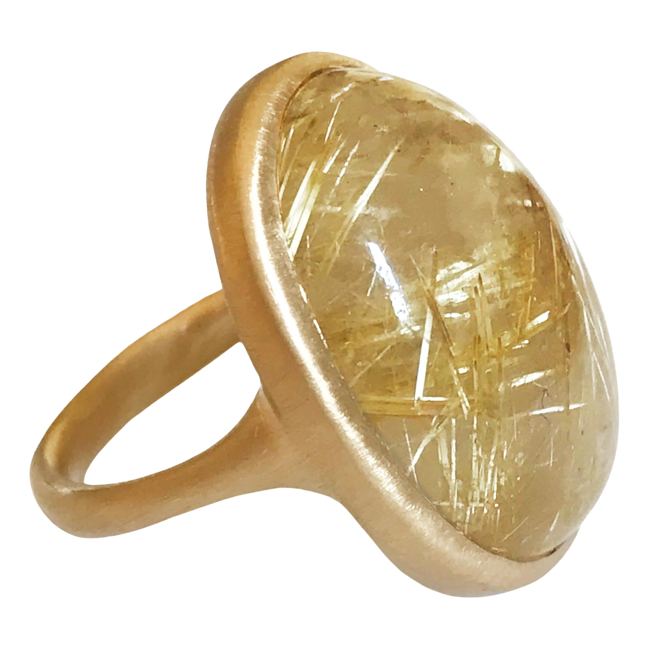 Dalben Ring aus Gelbgold mit Rutilquarz