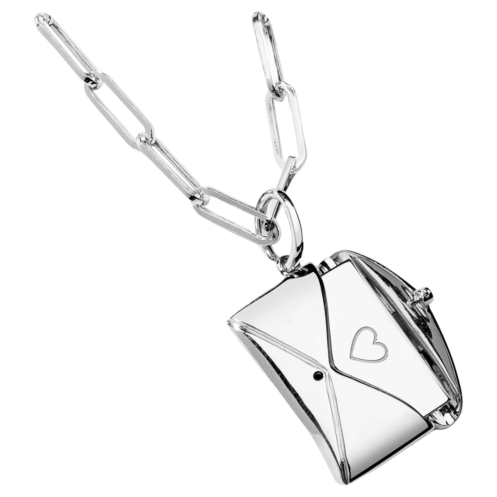 Syna Sterling Silver Love Letter Pendant with Champagne Diamond For Sale