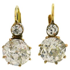 Victorian Diamond Earrings Yellow Gold Antique Jewelry