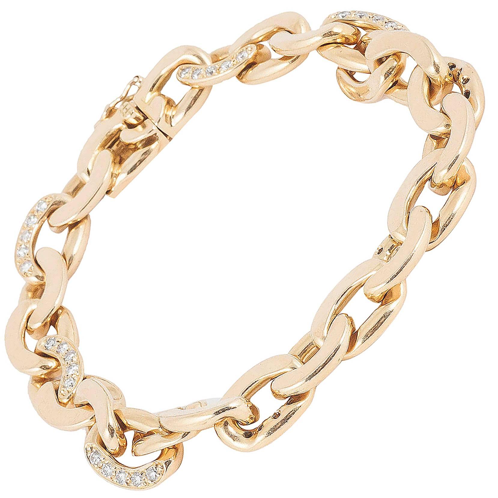 1960s Boucheron Paris Heavy Diamond Gold Bracelet