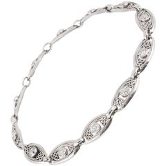 1920s French Old Cut Diamond Platinum Bracelet 7