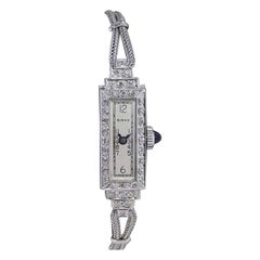 Henry Birks & Sons Platinum Art Deco Ladies Diamond Dress Watch from 1940's