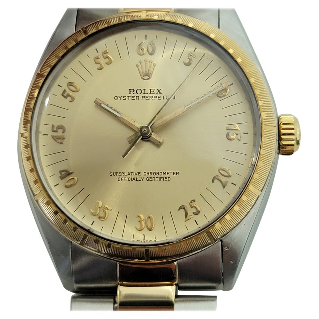 Mens Rolex Oyster Perpetual Ref 1038 18k SS Automatic 1980s Swiss RA281 For Sale