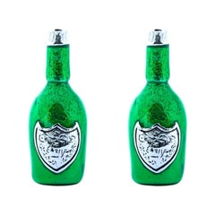 Alex Jona Sterling Silver Champagne Green Bottle Cufflinks