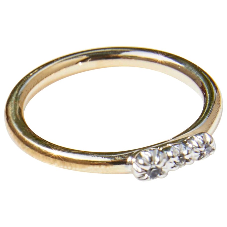 White Diamond Gold Band Ring Victorian Style J Dauphin For Sale