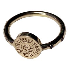 Crest Signet Anillo Calavera Estilo Memento Mori Oro