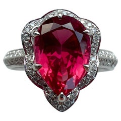 GIA Certified 3.09ct Red Spinel Cocktail Ring Ornate Halo