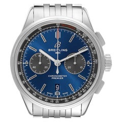 Breitling Premier B01 Steel Blue Dial Mens Watch AB0118 Box Card