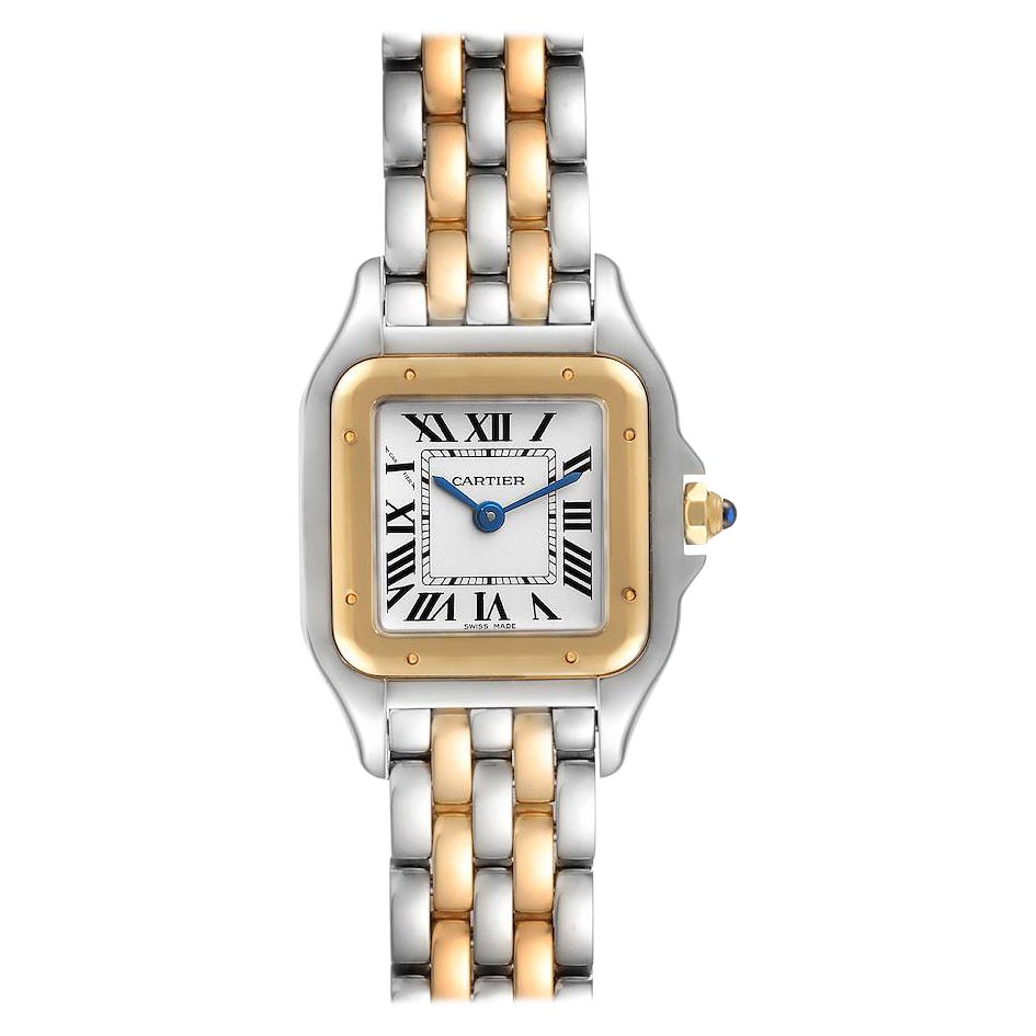 Cartier Panthere Ladies Steel Yellow Gold 2 Row Ladies Watch W2PN0006 Box Card