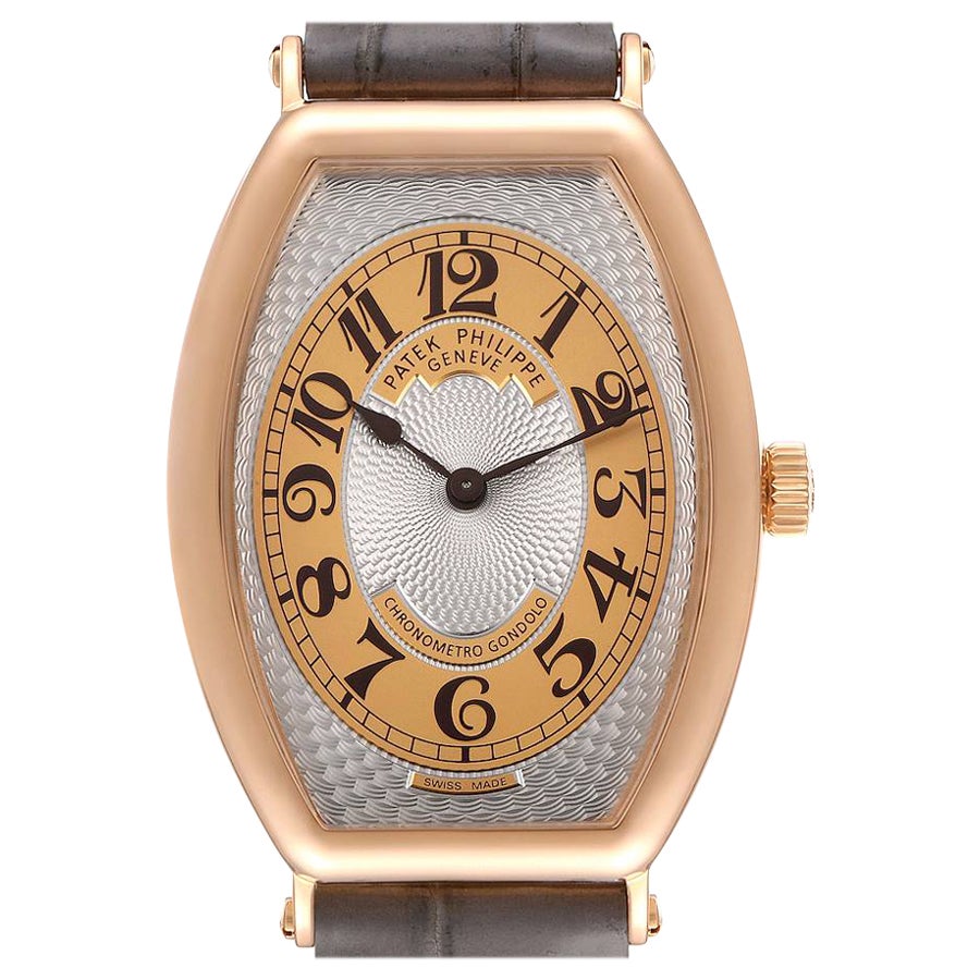 Patek Philippe Gondolo 18k Rose Gold Grey Strap Mens Watch 5098R For Sale