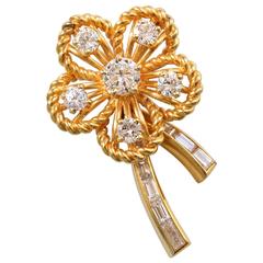 Vintage Diamond Gold Flower Pendant