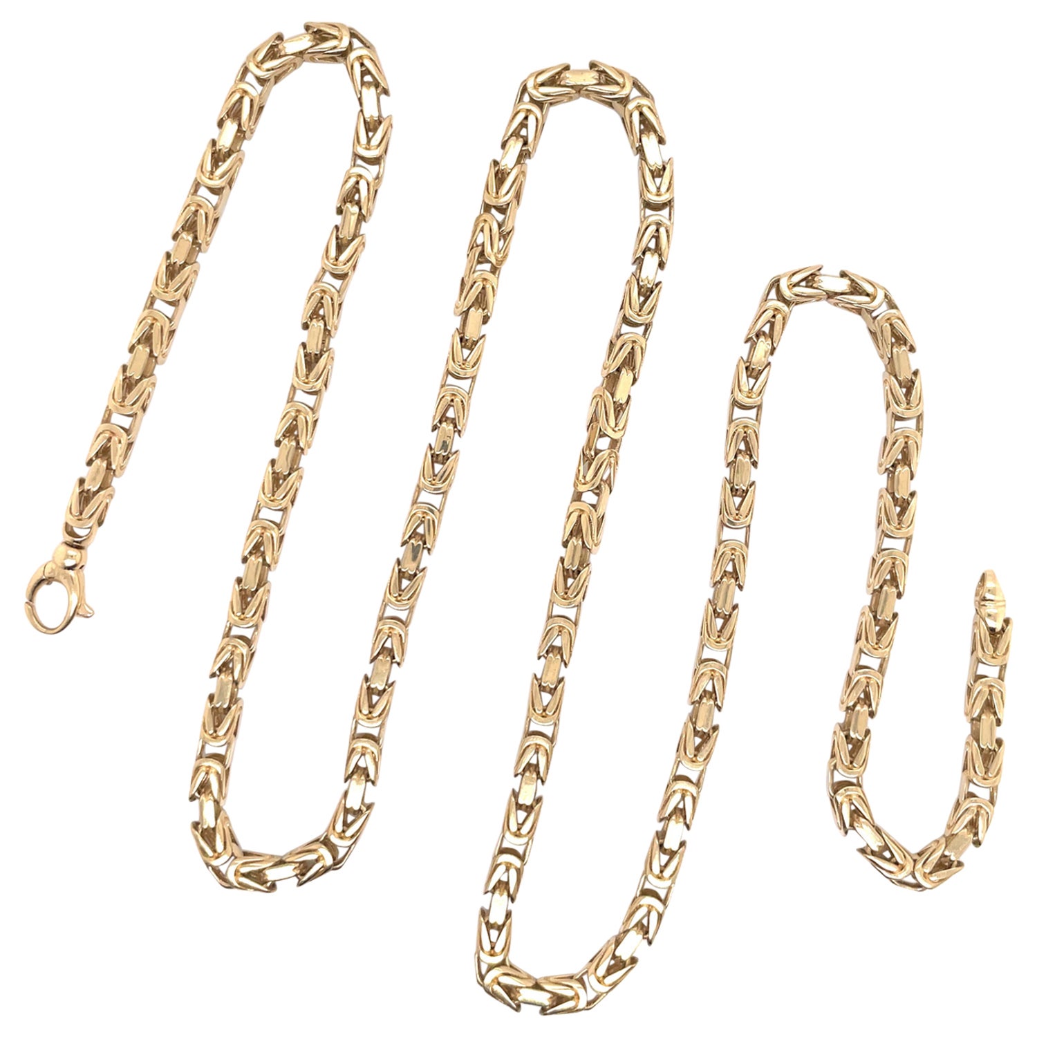 14 Karat Yellow Gold Byzantine Chain Necklace 31 Grams For Sale at 1stDibs