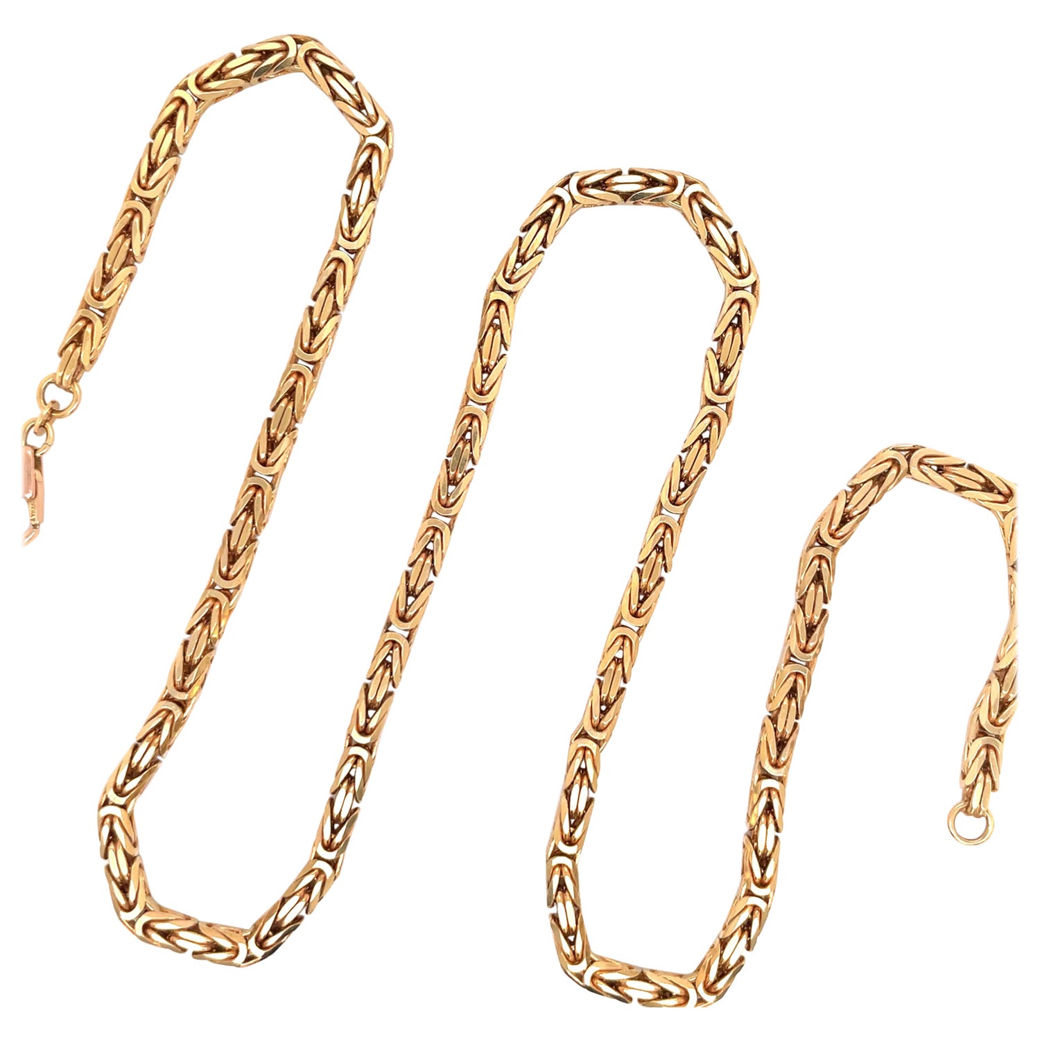14 Karat Yellow Gold Byzantine Chain Necklace 57.3 Grams