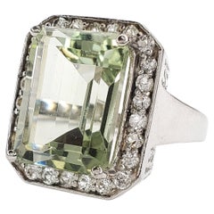 Bague en argent sterling avec améthyste verte et topaze blanche 11,54 carats poids total
