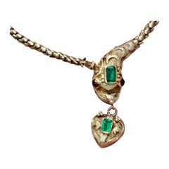 Antique 1890's Emerald Snake Necklace