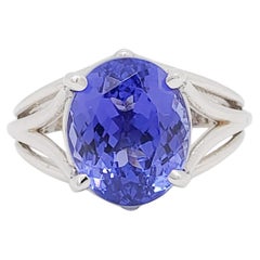 Tanzanite Oval Solitaire Ring in 14k White Gold