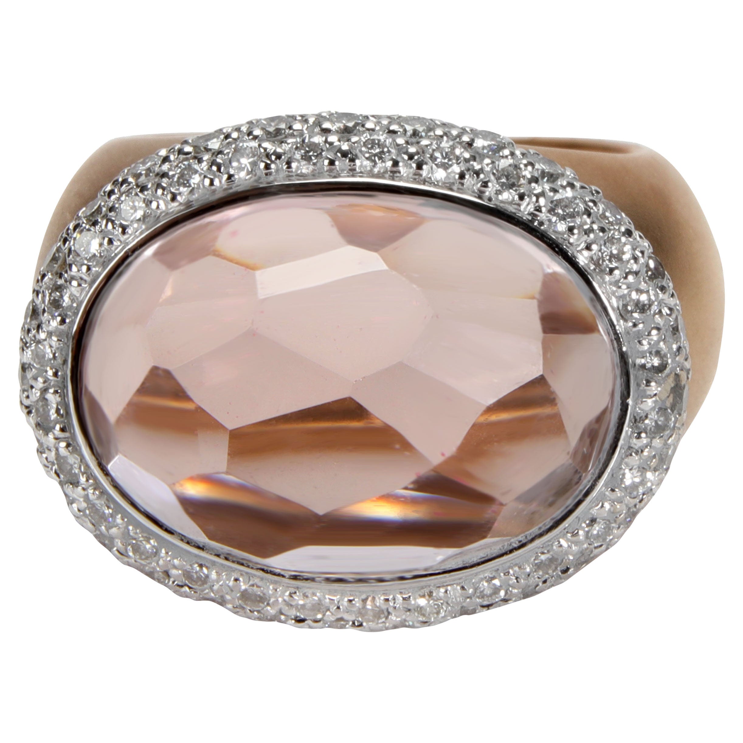 Pomellato Rose Quartz Diamond Ring in 18K Matte Yellow Gold 1.6 CTW For  Sale at 1stDibs