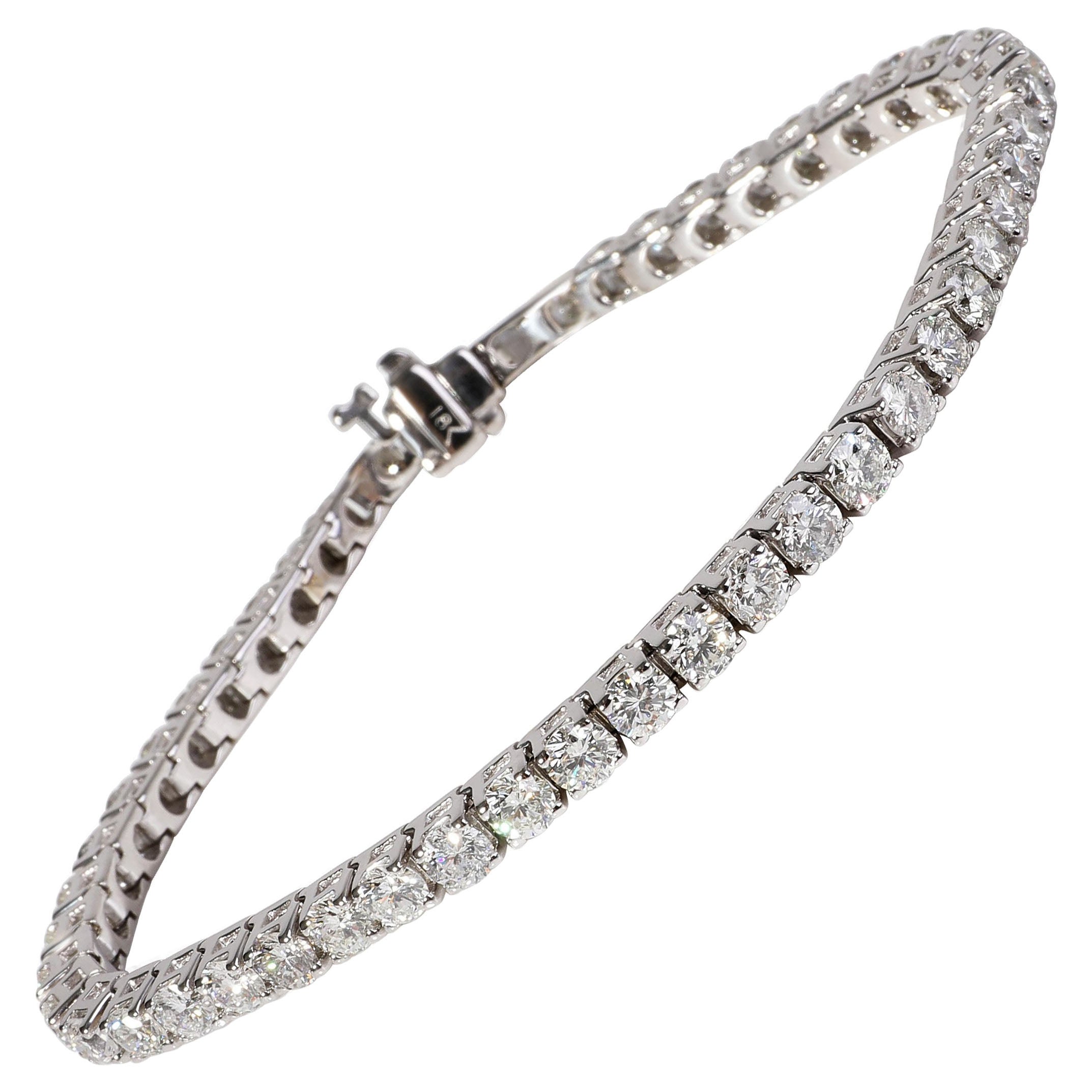 Bracelet tennis en or blanc 18 carats avec diamants de 7,25 carats poids total