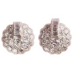 Art Deco Diamond Platinum Earrings