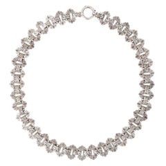Victorian Silver Engraved Flat Link Collar Necklace