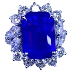 Superbe Ct 10, 79 von Royal Blu Ceylon Sapphire und Diamanten auf Ring