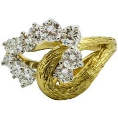 Diamond Two Color Gold Double Loop Ring