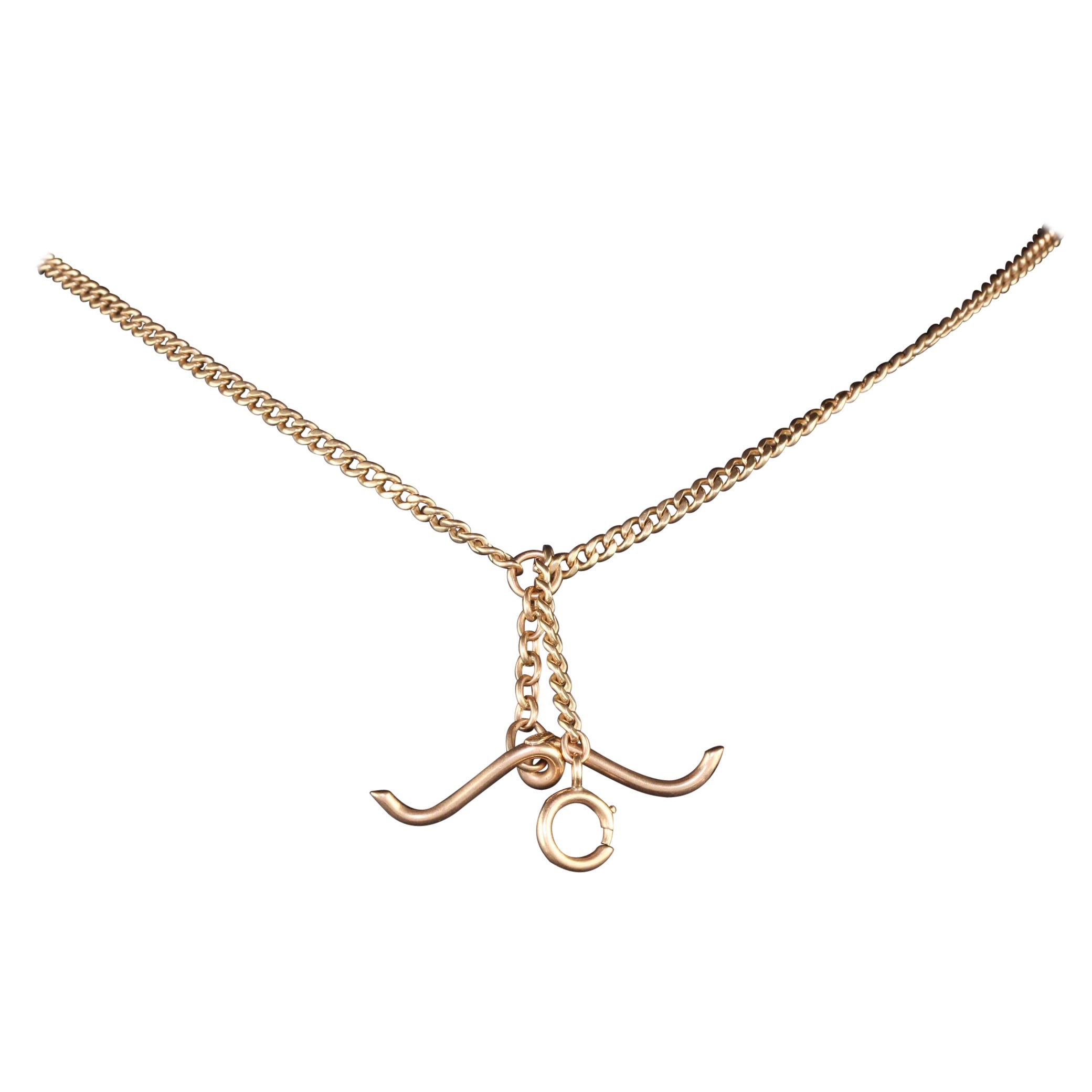 Antique Curb Link 14 Karat Gold Chain Necklace, circa 1916 at 1stDibs