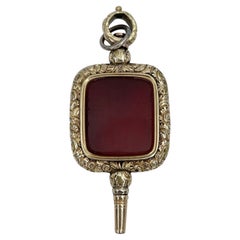 Antique Victorian 14 Karat Gold Carnelian Pocket Watch Key Fob Pendant