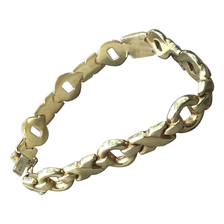 14 K Yellow Gold "X" and "O" Bracelet For Sale at 1stDibs