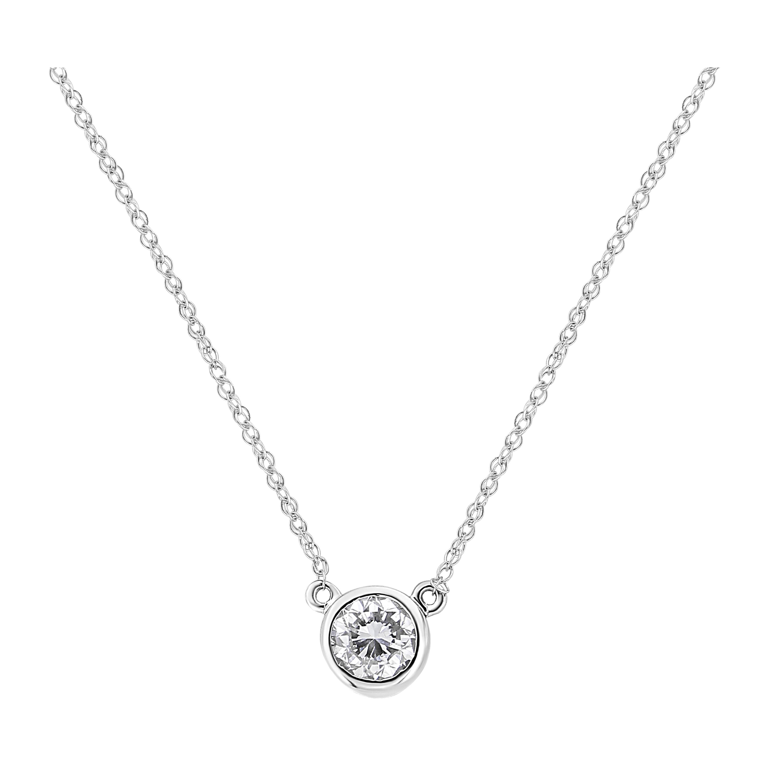 14K White Gold 1.0 Carat Round Brilliant Cut Diamond Cross Pendant