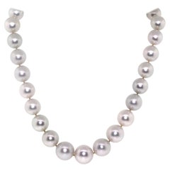 Hakimoto 16x13 mm 17"  White South Sea Pearl & 18K Full Diamonds Clasp Necklace