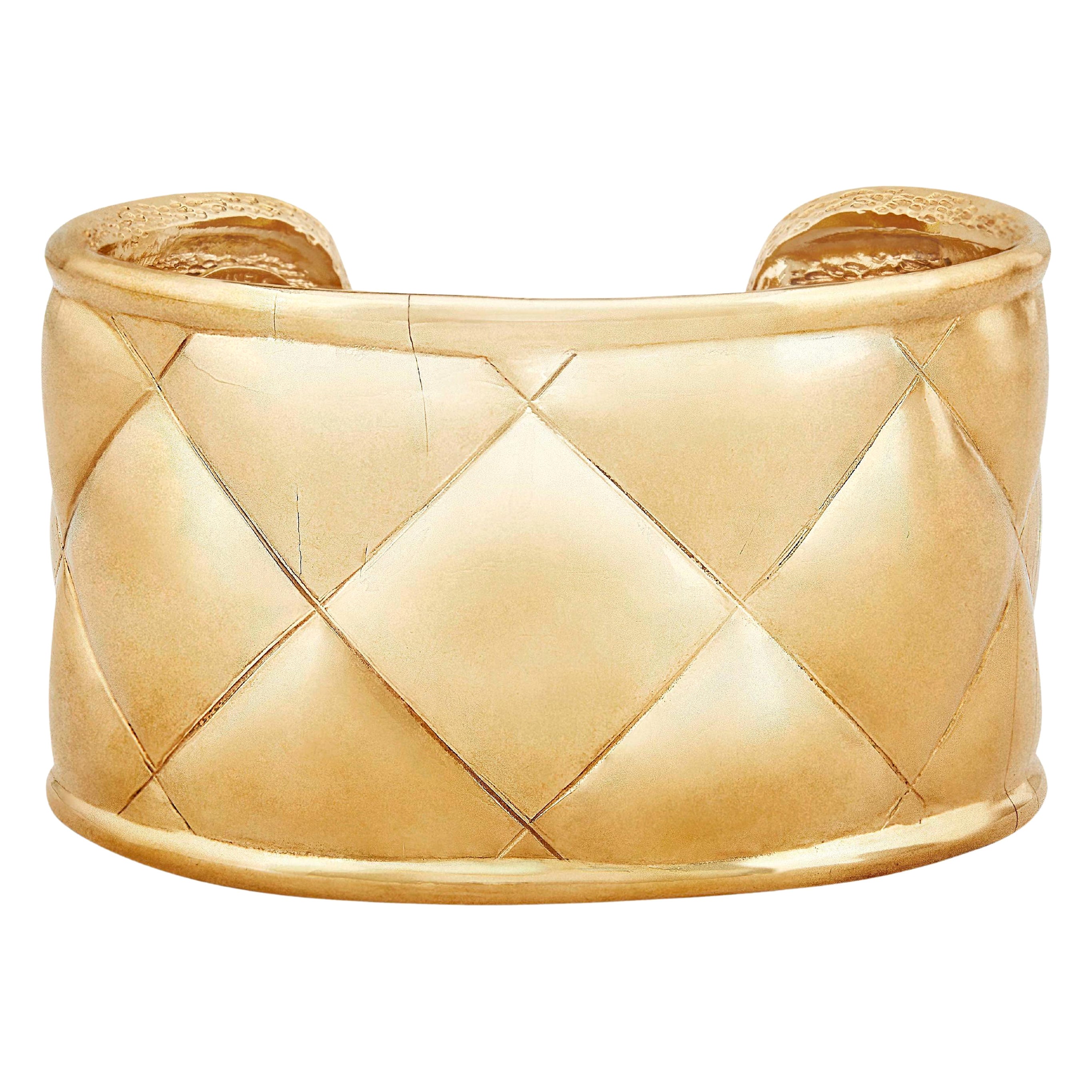 Chanel Vintage CC Logo Quilted Cuff Bracelet at 1stDibs