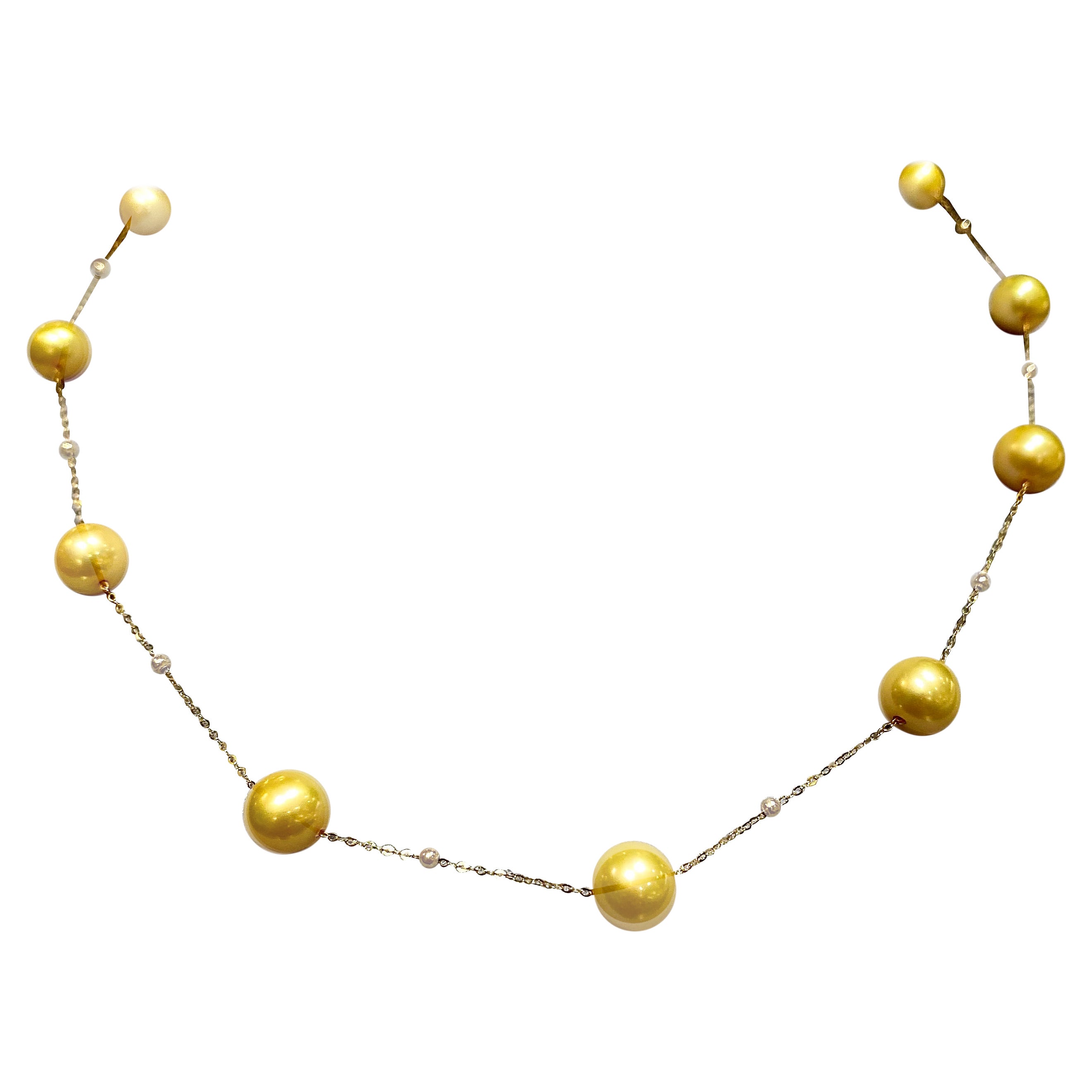 Eostre Golden Colour South Sea Pearl  with Yellow Gold Necklace For Sale
