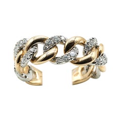 18Kt Rose and White Gold, Diamond Groumette Link Ring