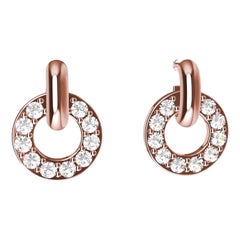 18 Karat Pink Gold GIA Diamond Hoop Dangle Earrings