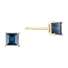 Ecksand 14k Yellow Gold Square Step Cut Blue Sapphire Earrings